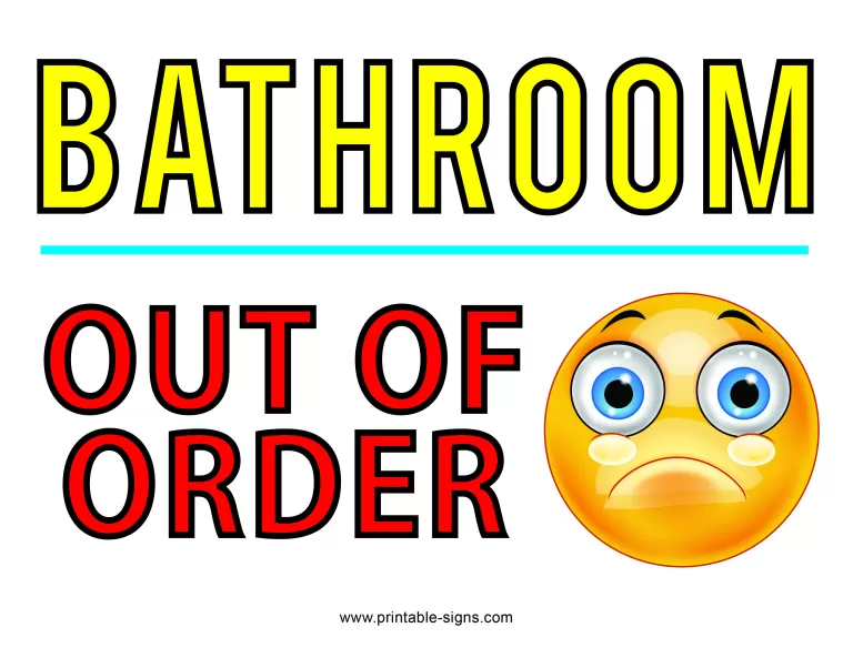 Bathroom Out of Order Sign Printable with Sad Smiley