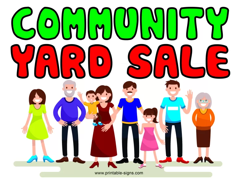 Community Yard Sale Sign Template Printable Signs