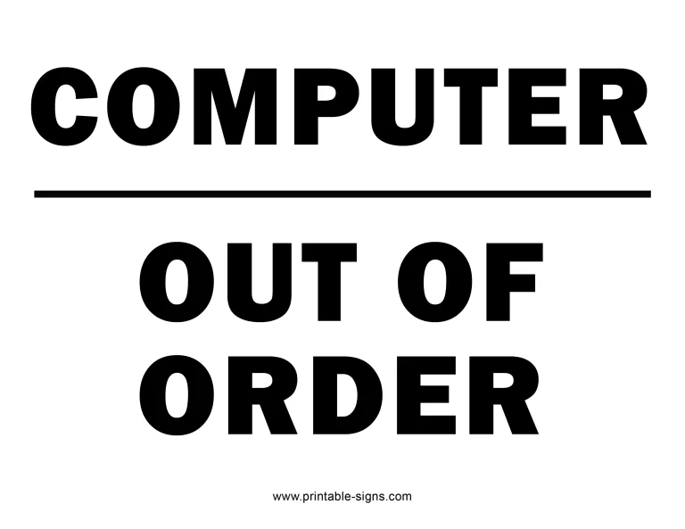 Computer Out of Order Sign