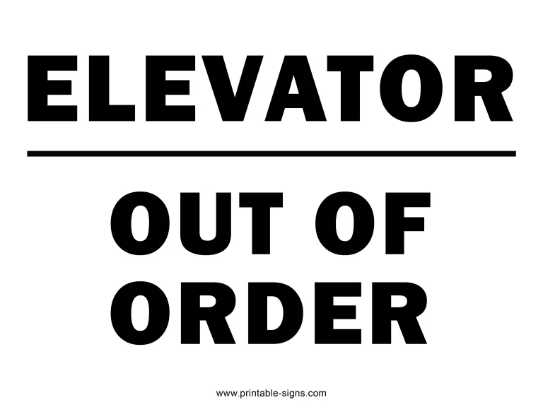 Elevator Out of Order Sign