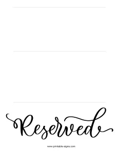 Free Printable Reserved Sign - Table Tent