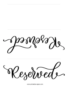 Free Printable Reserved Sign - Table Tent Double Sided