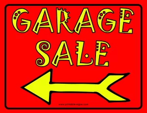 Garage Sale Sign Template Arrow Left