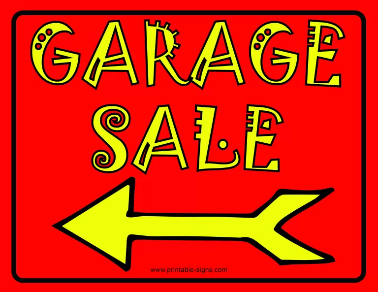 Garage Sale Sign Template Arrow Left