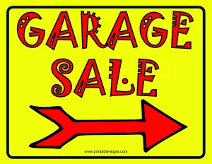 Garage Sale Sign Template Arrow Right