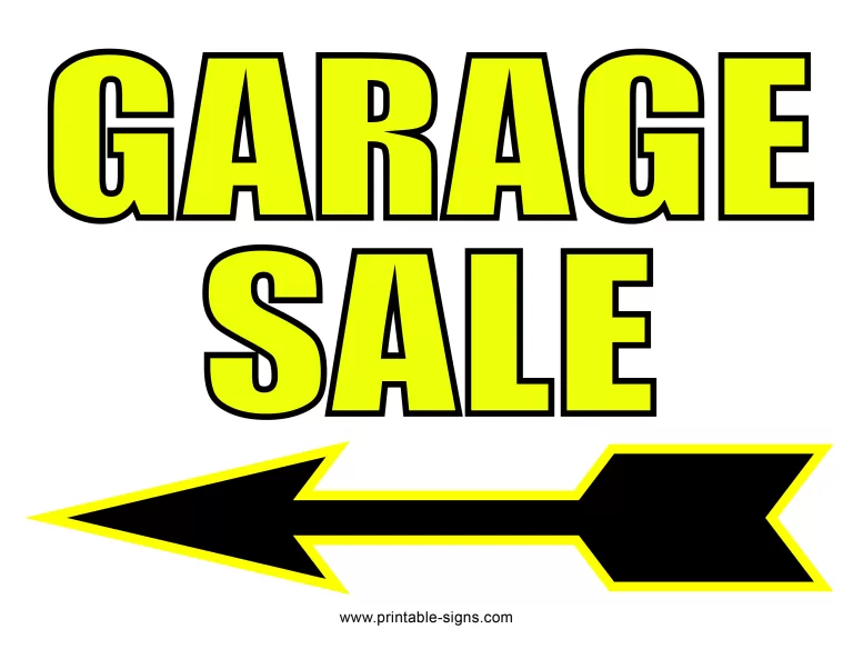 Garage Sale Sign to Print Free