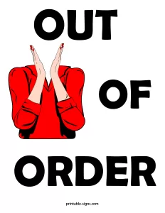 Headless Out of Order Sign to Print