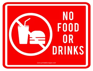 No Food or Drink Sign Printable