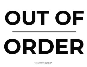 Out of Order Sign Printable