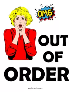 Out of Order Sign Printable with Surprised Face