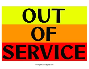 Out of Service Sign Printable Free