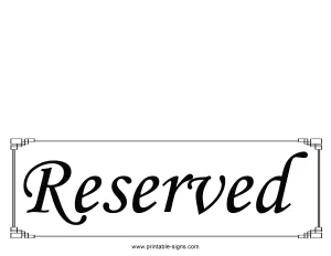 Printable Reserved Table Sign with Square Border