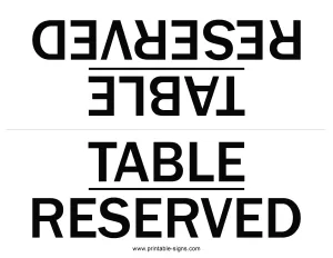 Reserved Printable Sign - Double Sided