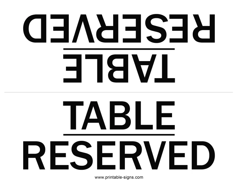 Reserved Printable Sign - Double Sided