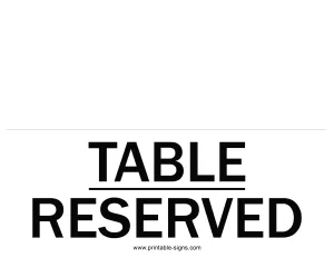 Reserved Printable Sign - Single Sided