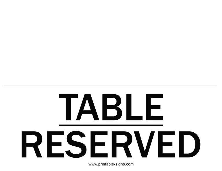 Reserved Printable Sign - Single Sided