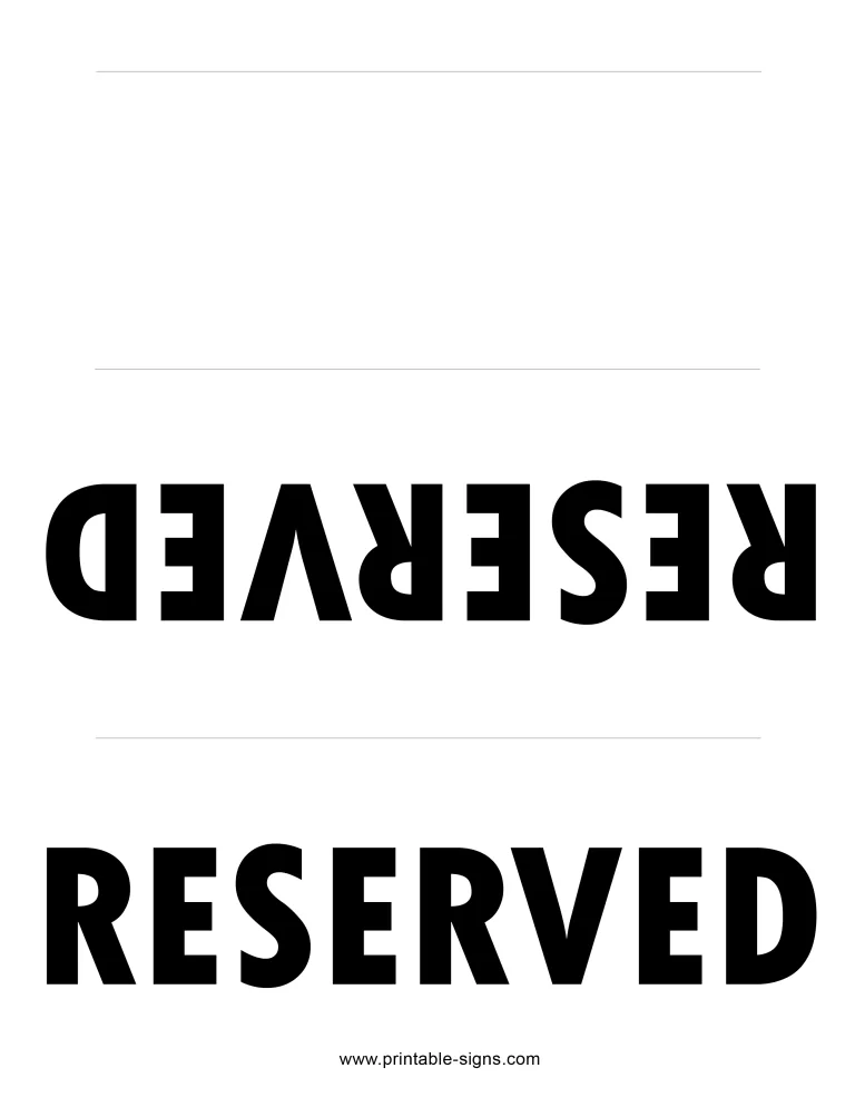 Reserved Printable Sign - Table Tent Double Sided