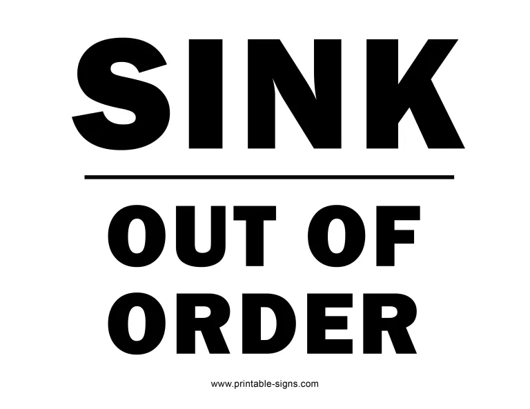 Sink Out of Order Sign