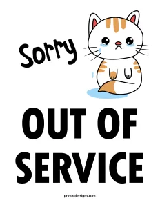 Sorry Out of Service Printable Sign