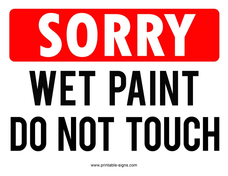 Sorry Wet Paint Sign Printable