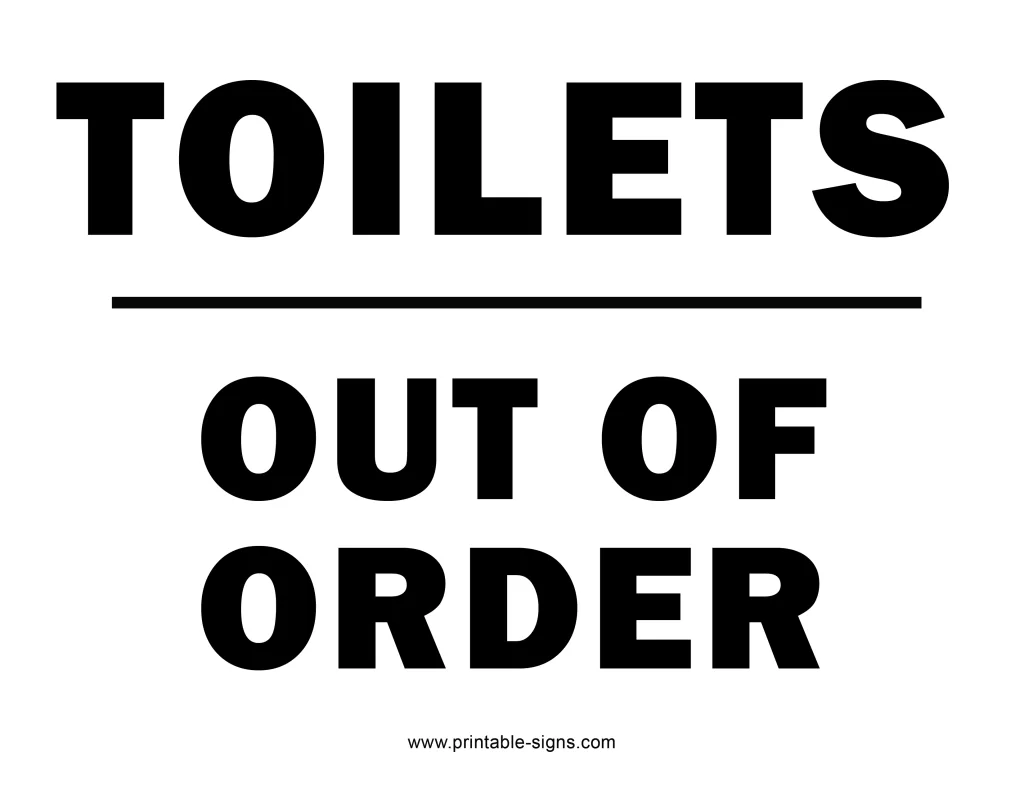 Toilets Out of Order Sign - Printable Signs