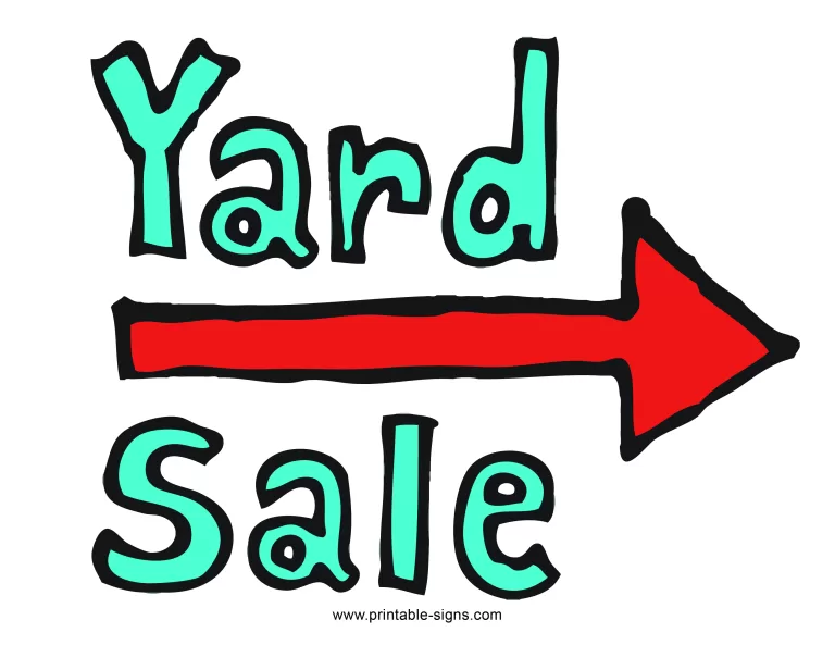 Yard Sale Sign Example Right Arrow