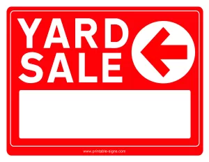 Yard Sale Sign Printable with Left Arrow