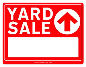 Yard Sale Sign Printable with Up Arrow