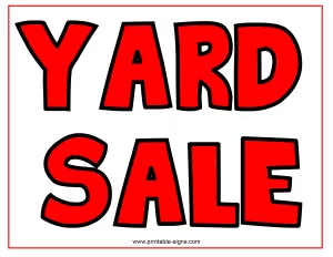 Yard Sale Sign Template Free