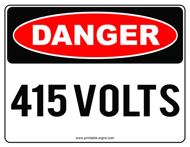 415 Volts Danger Sign