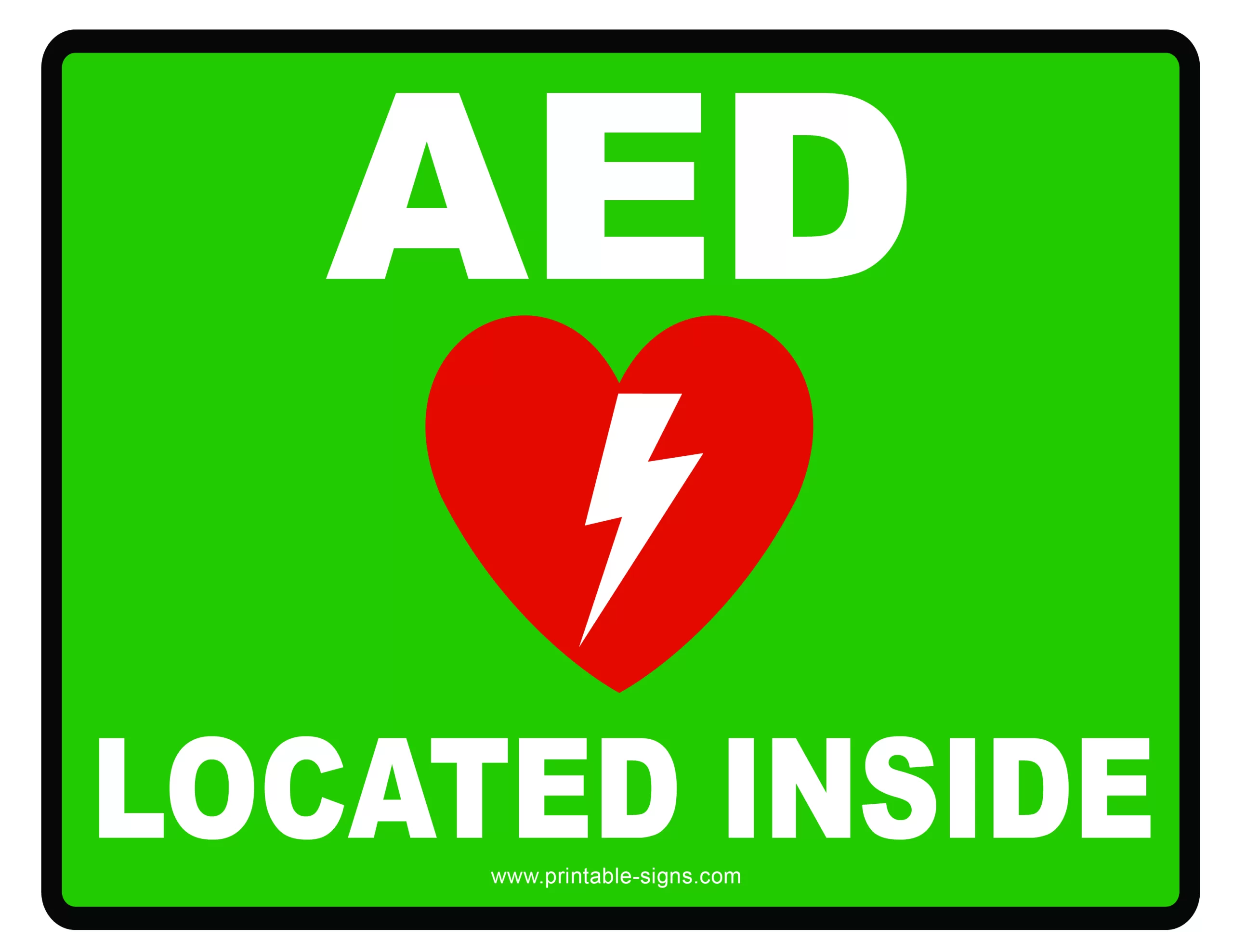 AED Sign Free Printable Green