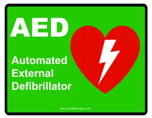 AED Sign Printable Green