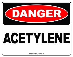 Danger Acetylene Printable Sign