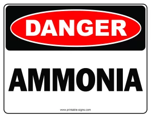 Danger Ammonia Printable Sign