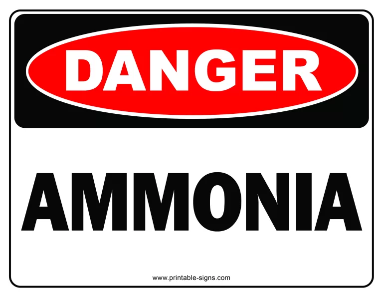 Danger Ammonia Printable Sign