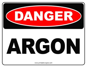 Danger Argon Printable Sign