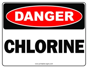 Danger Chlorine Printable Sign