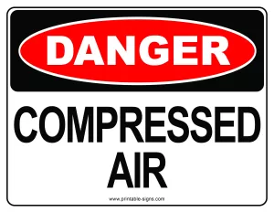 Danger Compressed Air Printable Sign