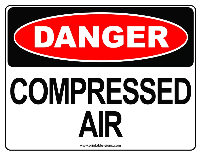 Danger Compressed Air Printable Sign