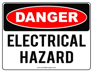 Danger Electrical Hazard Printable Sign