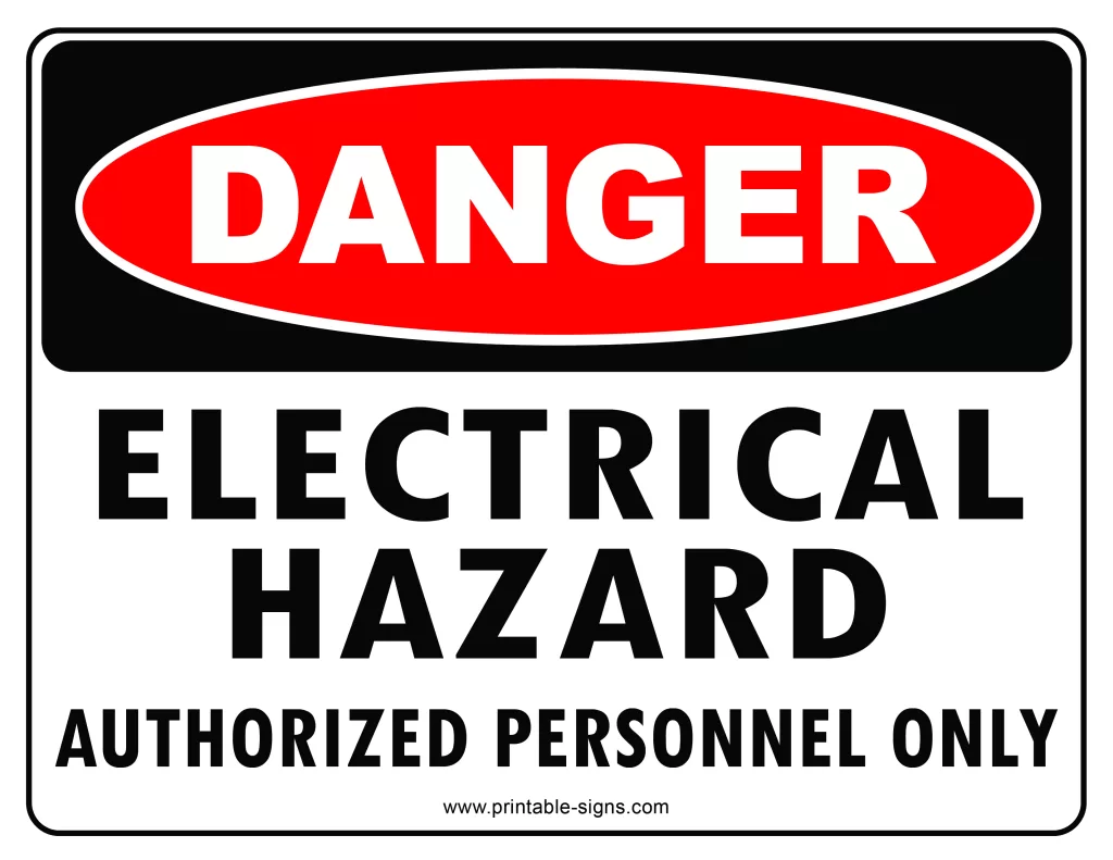 Danger Electrical Hazard Sign - Printable Signs