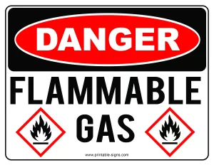 Danger Flammable Gas Printable Sign