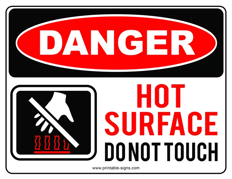 Danger Hot Surface Do Not Touch Sign