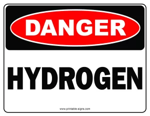 Danger Hydrogen Printable Sign