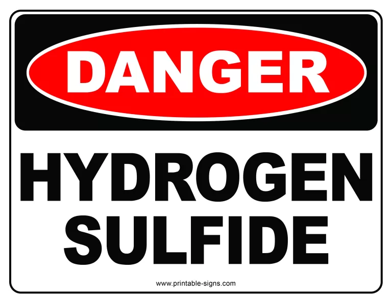 Danger Hydrogen Sulfide Printable Sign