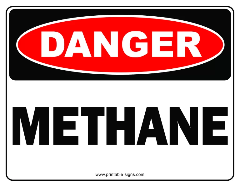 Danger Methane Printable Sign