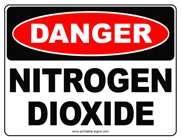 Danger Nitrogen Dioxide Printable Sign