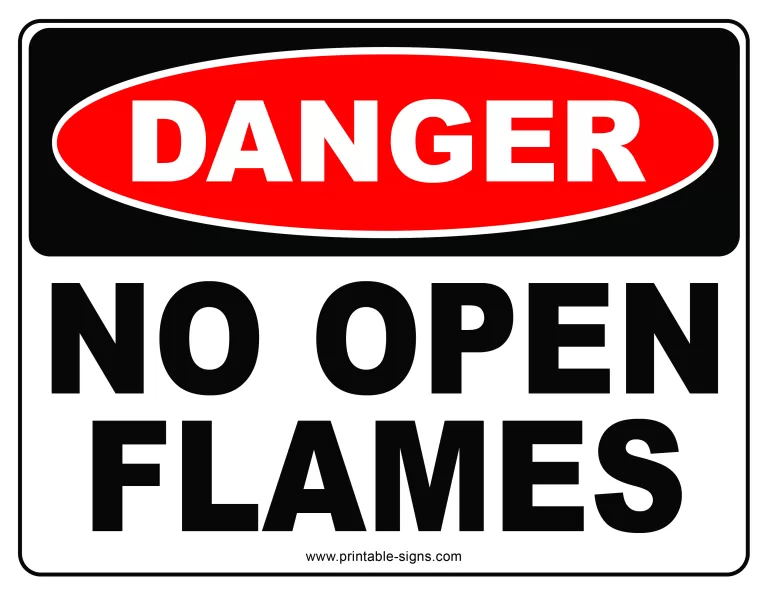 Danger No Open Flames Printable Sign