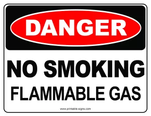 Danger No Smoking Flammable Gas Printable Sign