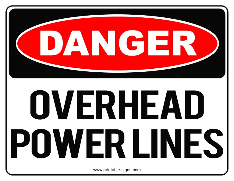 Danger Overhead Power Lines Sign